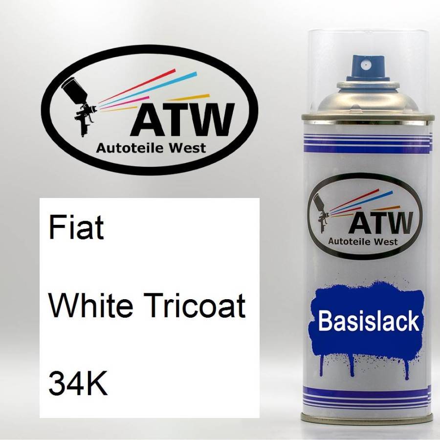 Fiat, White Tricoat, 34K: 400ml Sprühdose, von ATW Autoteile West.